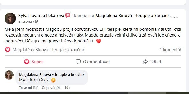 Recenze Magdalena Bínová | EFT a NLP terapeut